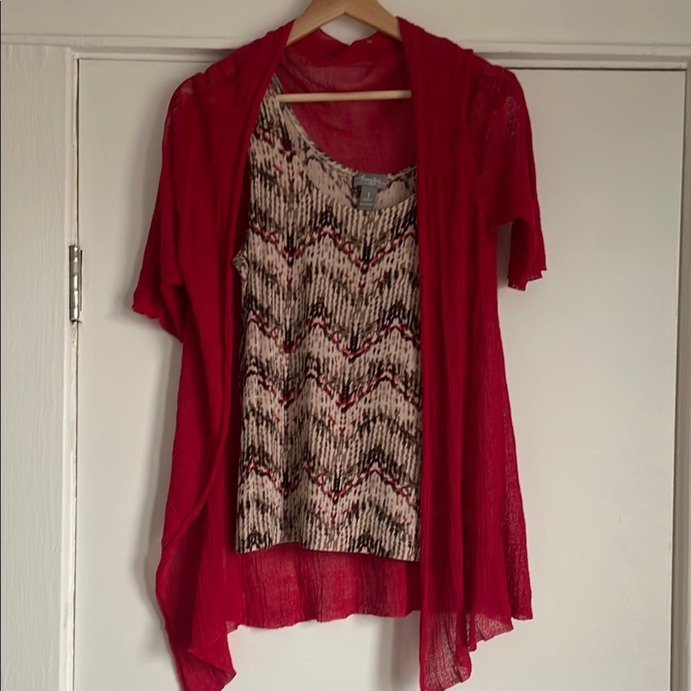 Women’s Chicos Business Casual Tank Top with Airy Open Short Sleeved Cover
